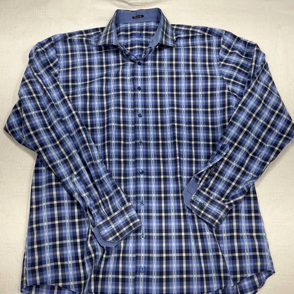 Bugatchi‎ Uomo Classic Fit Plaid Long Sleeve Button Down Shirt Men